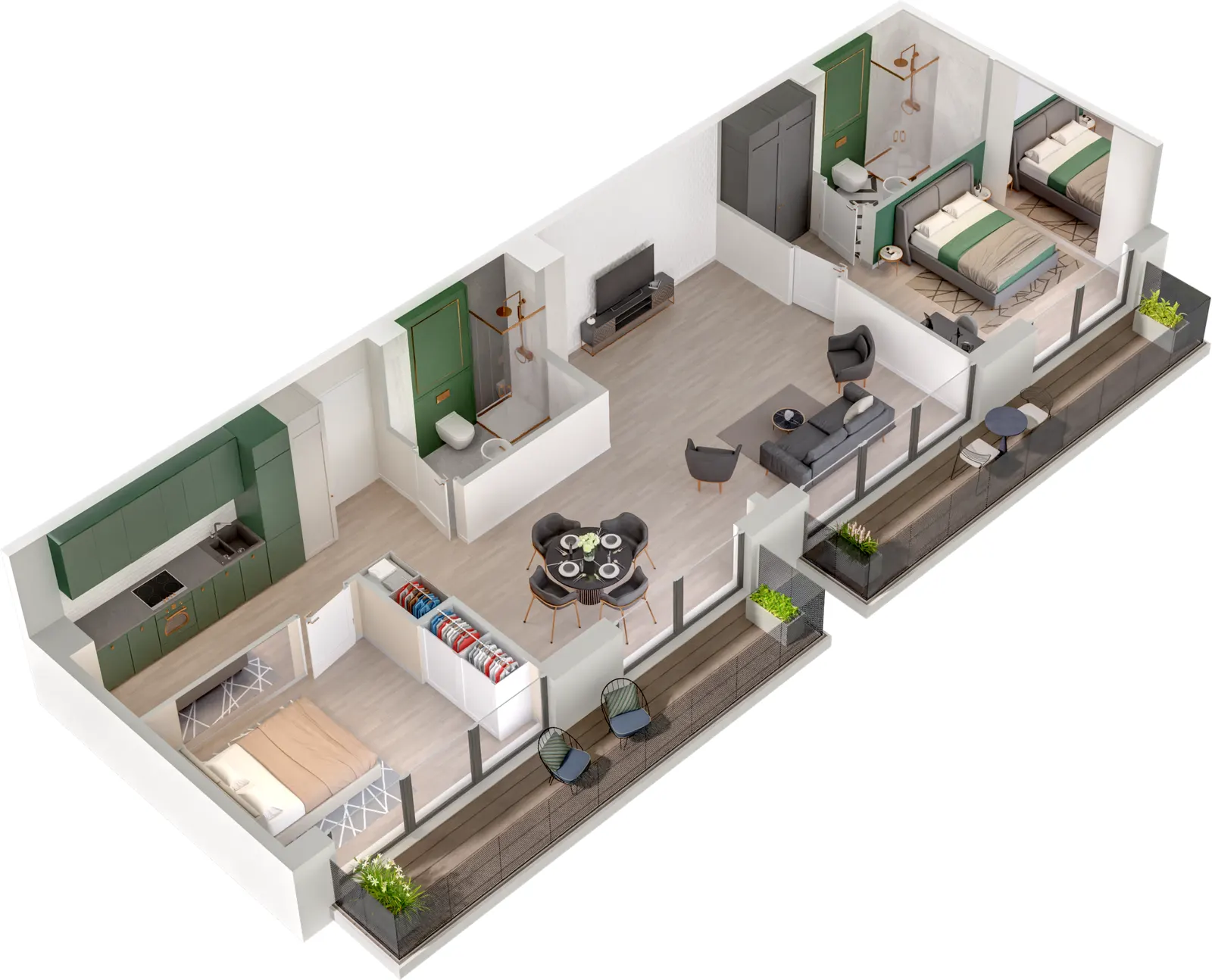 Rzut 3D lokalu Lokal A/1.03 — styl Paris, widok 3D