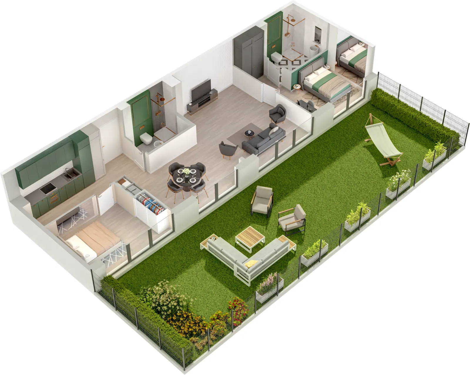 Rzut 3D lokalu Lokal A/0.03 — styl Paris, widok 3D