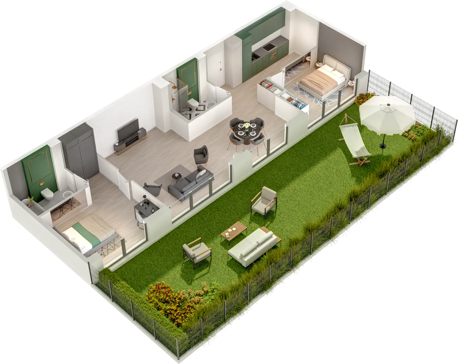 Rzut 3D lokalu Lokal A/0.05 — styl Paris, widok 3D