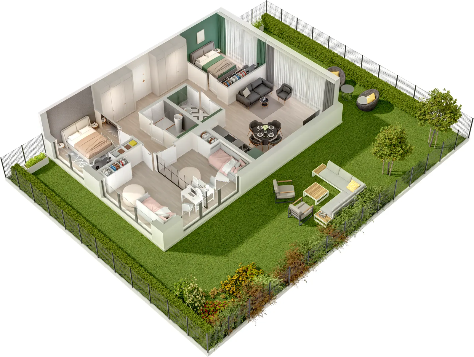 Rzut 3D lokalu Lokal A/0.06 — styl Paris, widok 3D